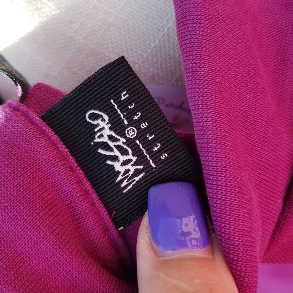 Vintage 90's Mossimo stretch Fuchsia pink polo colared 3/4 quarter Sleeves bl… - Picture 5 of 7